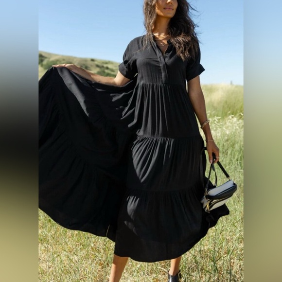 bohme Dresses & Skirts - Bohme Amanda tiered midi dress, black, size M